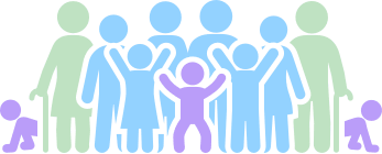 icon image of a group of people ranging in age from babies to adults.